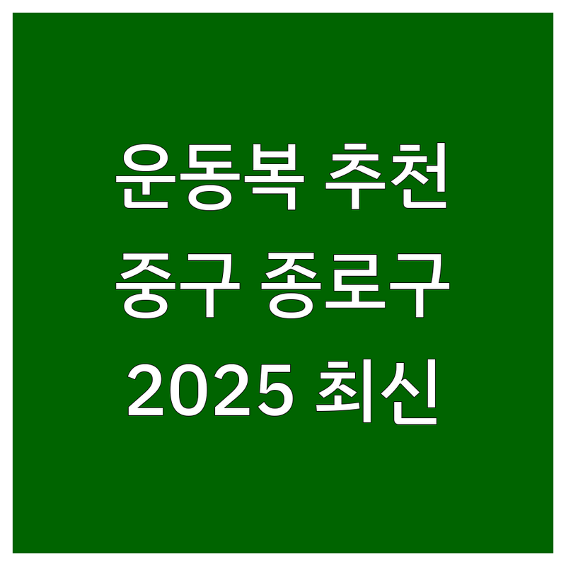 서울 중구/종로구 운동복 추천 | 2025년 최신 정보 완벽 가이드