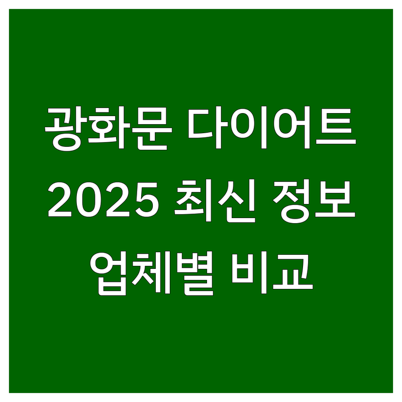 서울 종로구 광화문 다이어트 업체 한눈에 비교 | 2025년 최신 정보 총정리
